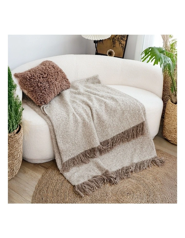 SOGA 2 Pack Coffee Tassel Throw Blanket 160x200cm image 2
