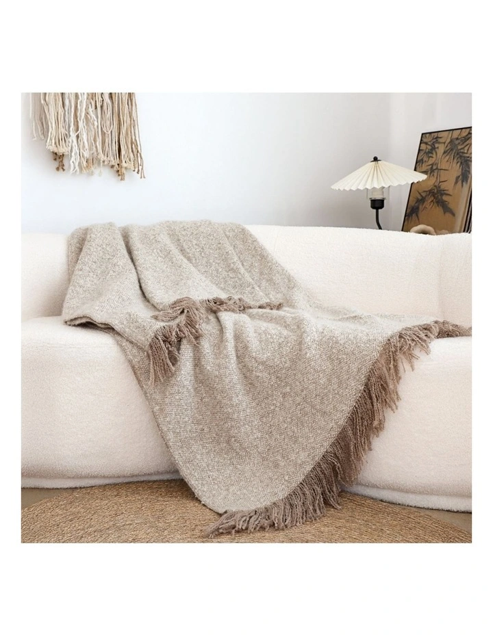 SOGA 2 Pack Coffee Tassel Throw Blanket 160x200cm image 4