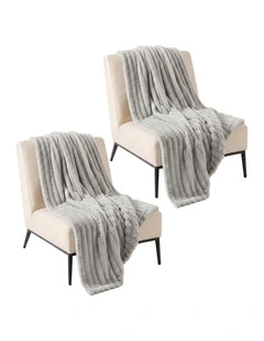 SOGA 2 Pack Silver Flannel Polyester Throw Blanket 150x200cm