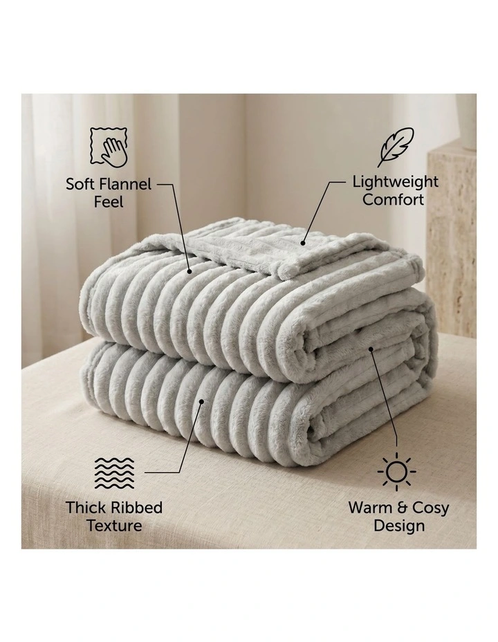 SOGA 2 Pack Silver Flannel Polyester Throw Blanket 150x200cm image 5