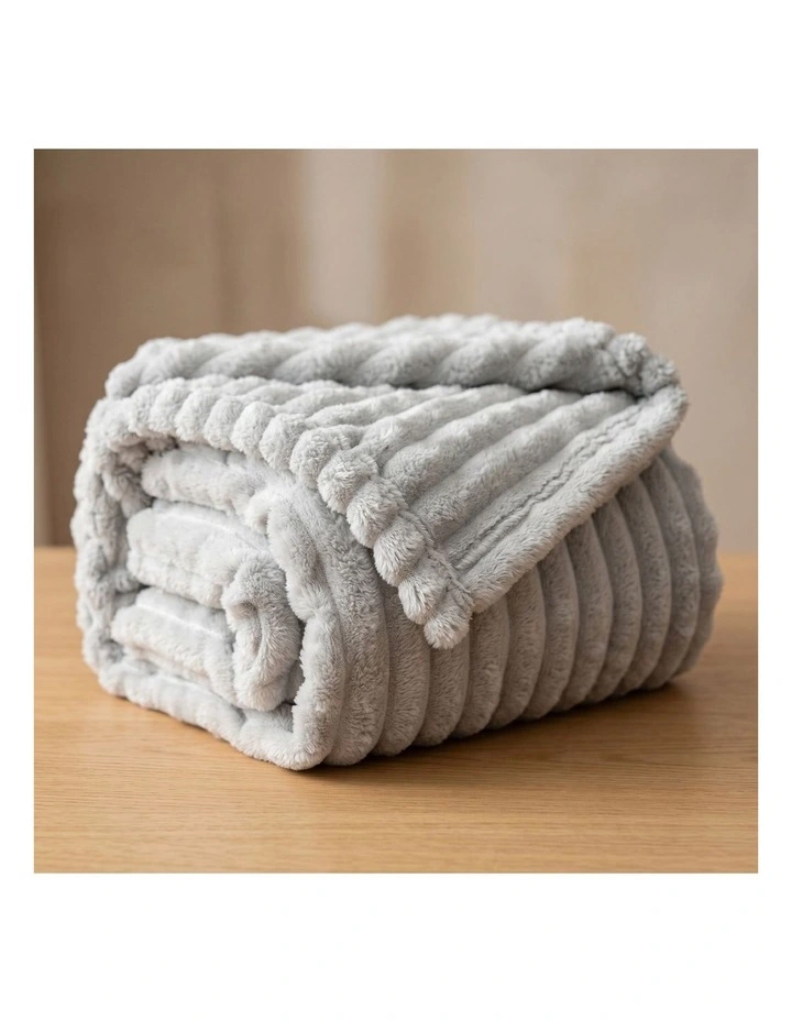 SOGA 2 Pack Silver Flannel Polyester Throw Blanket 150x200cm image 6