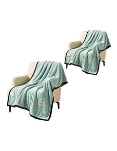SOGA 2 Pack Mint Green Flannel Polyester Throw Blanket 200x230cm