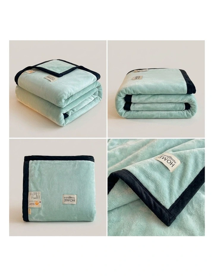 SOGA 2 Pack Mint Green Flannel Polyester Throw Blanket 200x230cm image 6