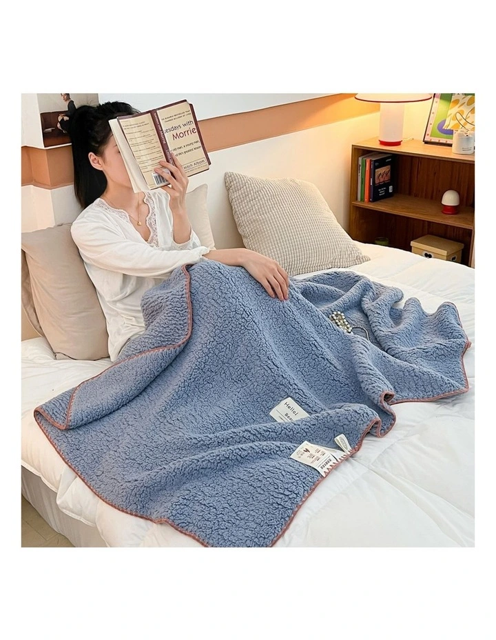 SOGA 2 Pack Dusty Blue Flannel Polyester Throw Blanket 200x230cm image 5