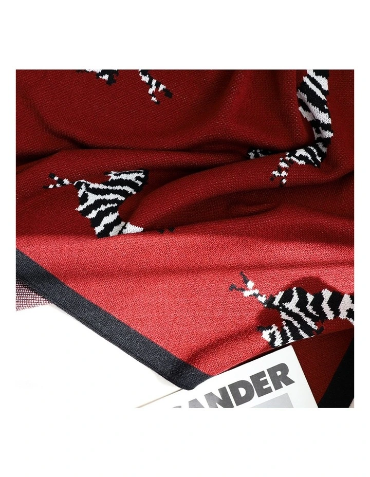 SOGA 2 Pack Wine Red Zebra Print Acrylic Throw Blanket 130x180cm image 6