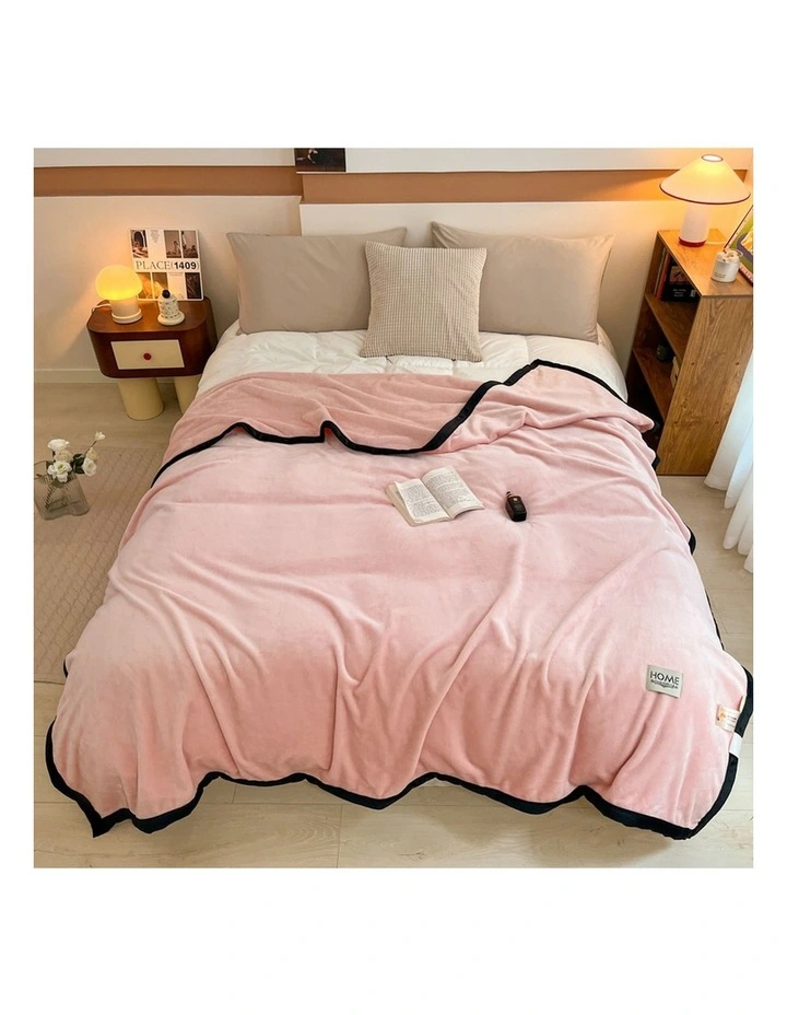 SOGA 2 Pack Pink Flannel Polyester Throw Blanket 200x230cm image 6