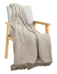 SOGA Coffee Tassel Throw Blanket Polyester Cotton 160x200cm