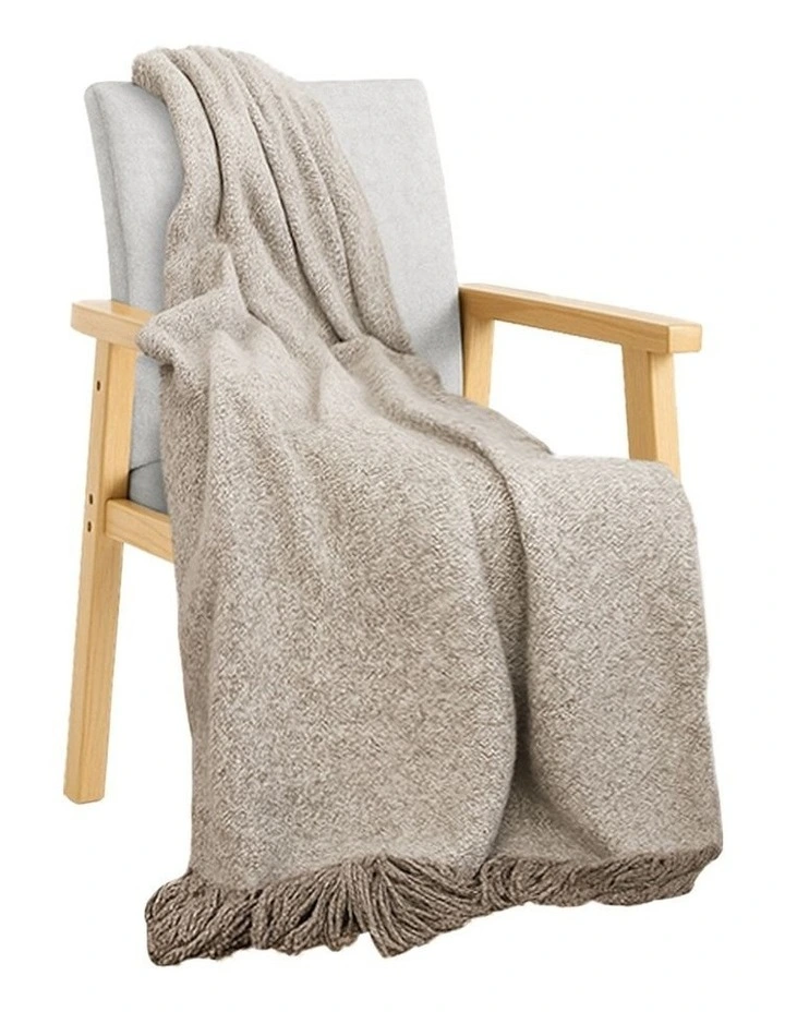 SOGA Coffee Tassel Throw Blanket Polyester Cotton 160x200cm image 1