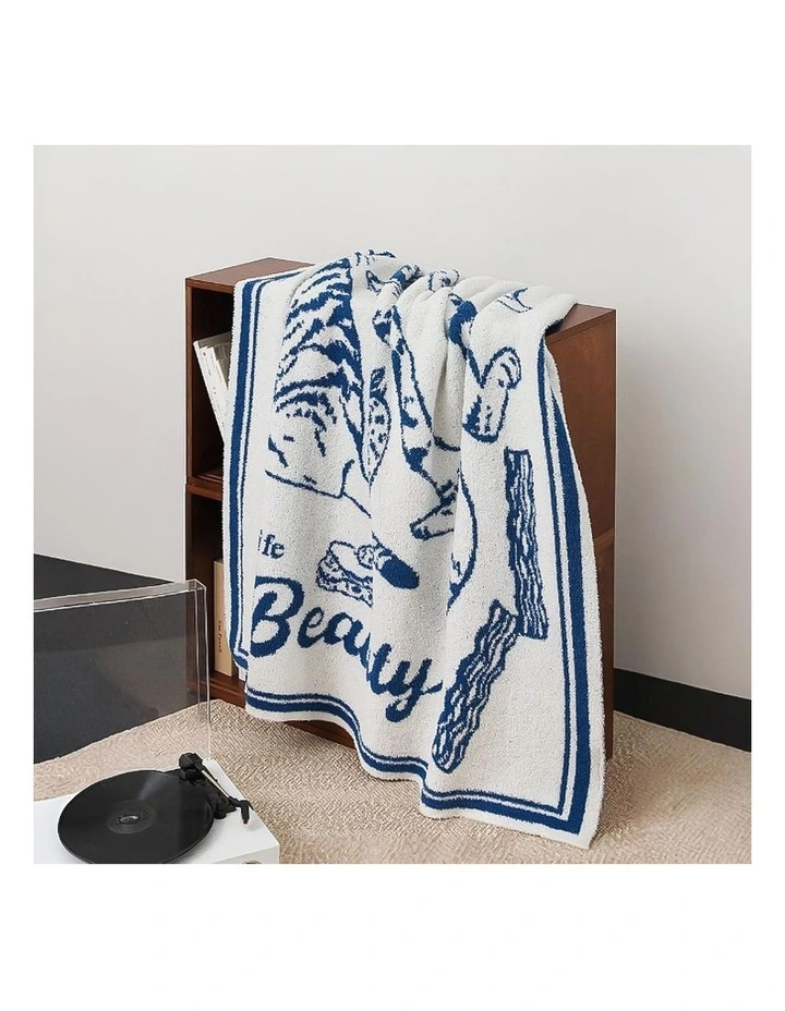 SOGA 2 Pack Off White Cat Print Throw Blanket 130x160cm image 5