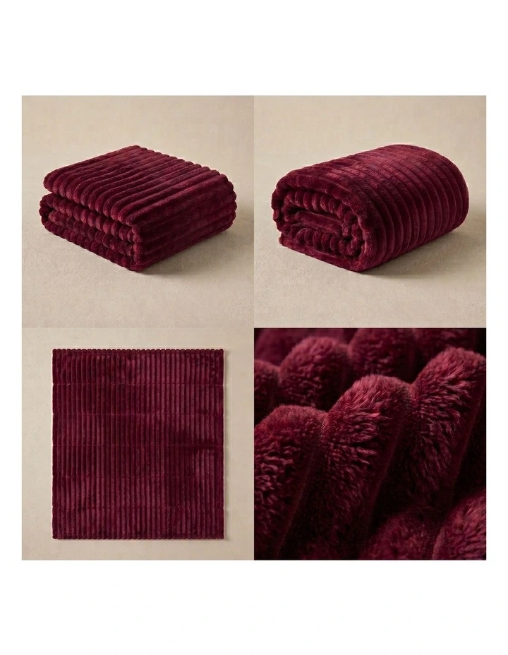 SOGA Burgundy Flannel Polyester Throw Blanket 200x230cm image 2