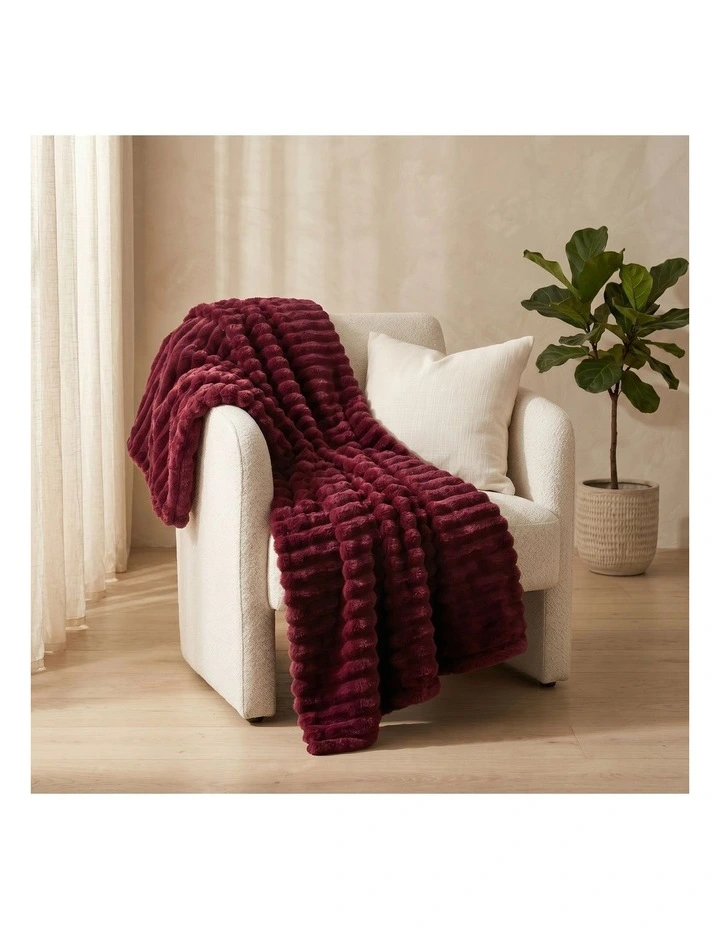 SOGA Burgundy Flannel Polyester Throw Blanket 200x230cm image 3