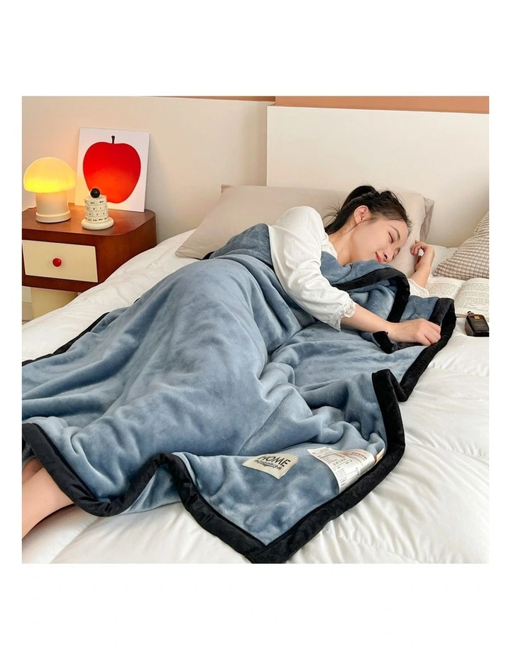 SOGA Blue Flannel Polyester Throw Blanket 200x230cm image 4