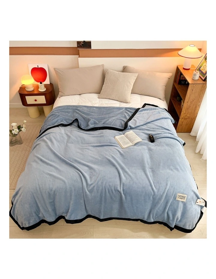 SOGA Blue Flannel Polyester Throw Blanket 200x230cm image 5