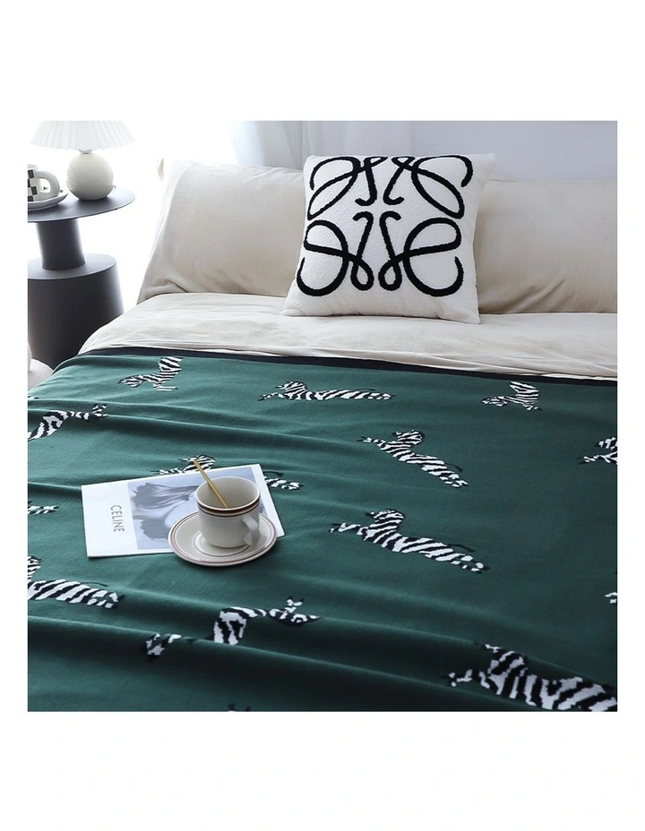 SOGA 2 Pack Forest Green Zebra Print Acrylic Throw Blanket 130x180cm image 4