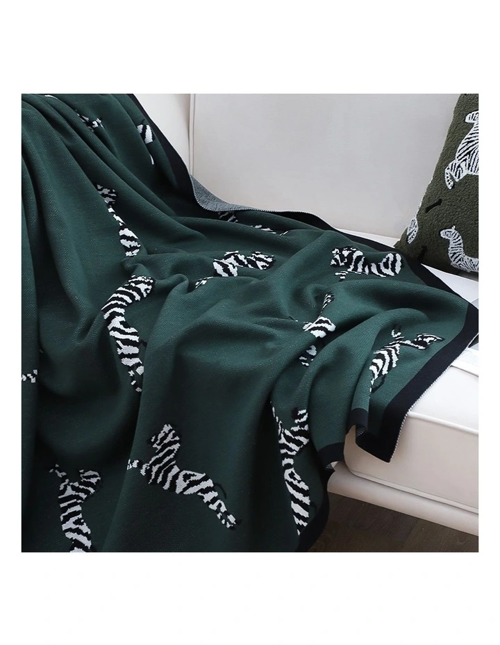 SOGA 2 Pack Forest Green Zebra Print Acrylic Throw Blanket 130x180cm image 5