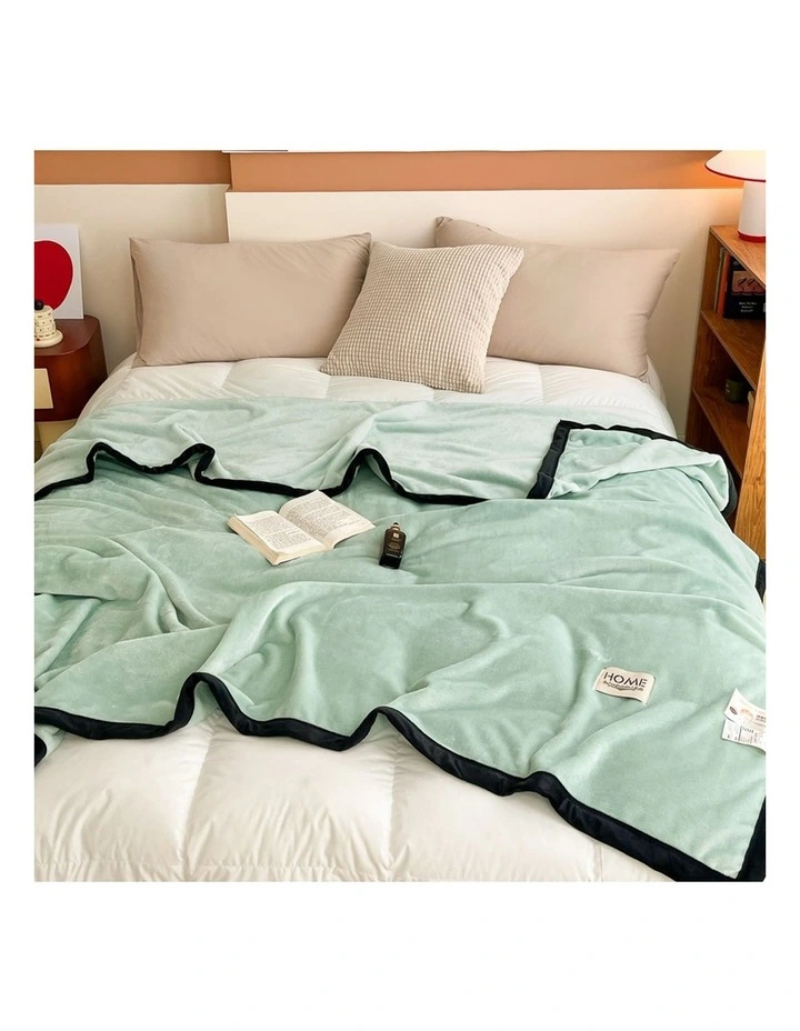SOGA Mint Green Flannel Polyester Throw Blanket 200x230cm image 3