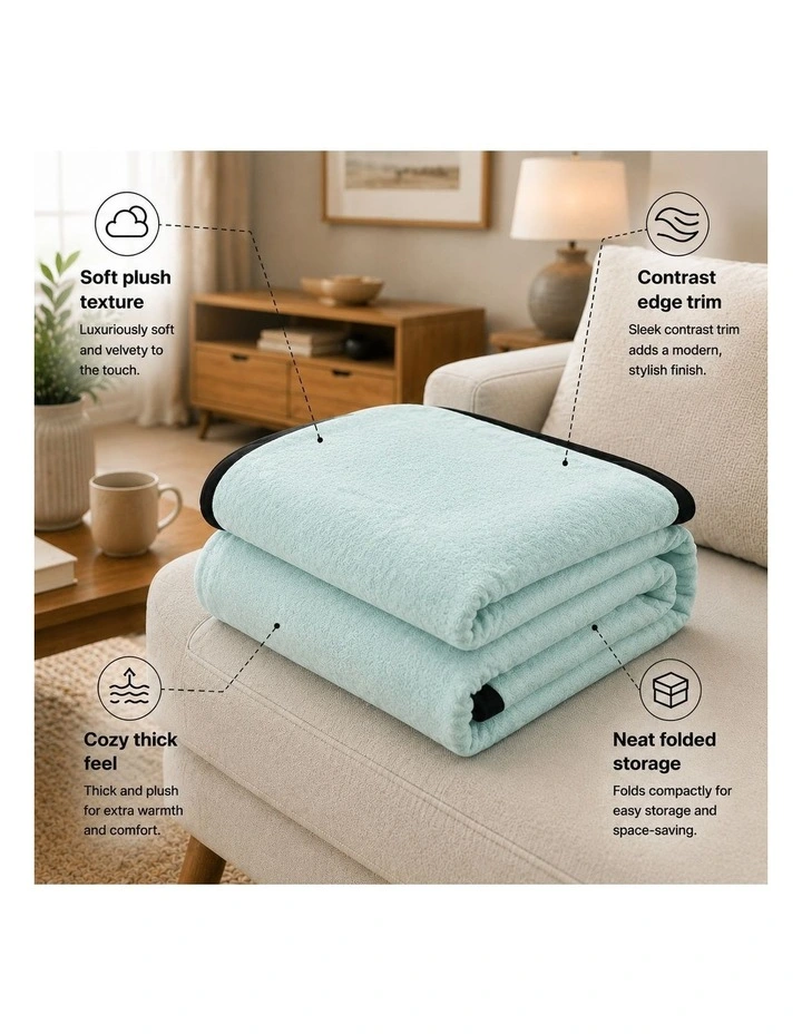 SOGA Mint Green Flannel Polyester Throw Blanket 200x230cm image 4
