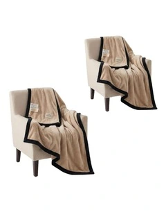 SOGA 2 Pack Beige Flannel Polyester Throw Blanket 200x230cm