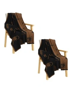 SOGA 2 Pack Black Brown Animal Print Throw Blanket 130x180cm