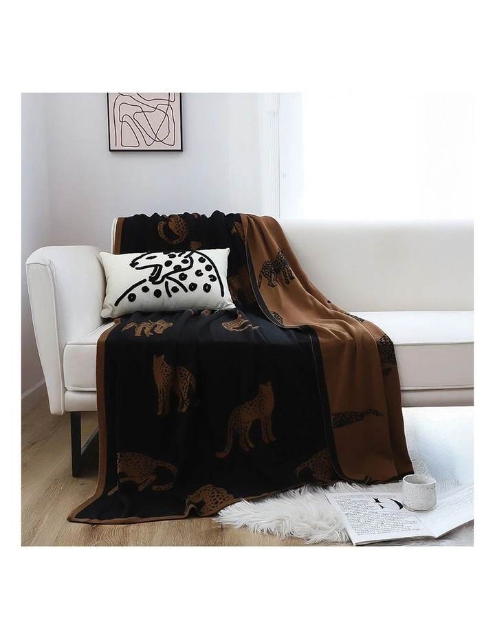 SOGA 2 Pack Black Brown Animal Print Throw Blanket 130x180cm image 2