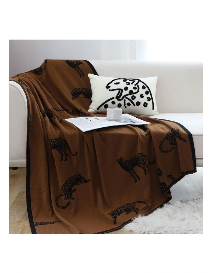 SOGA 2 Pack Black Brown Animal Print Throw Blanket 130x180cm image 3