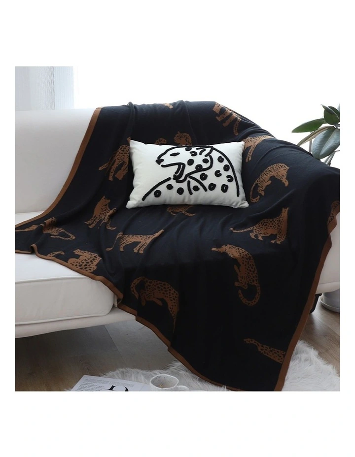 SOGA 2 Pack Black Brown Animal Print Throw Blanket 130x180cm image 5