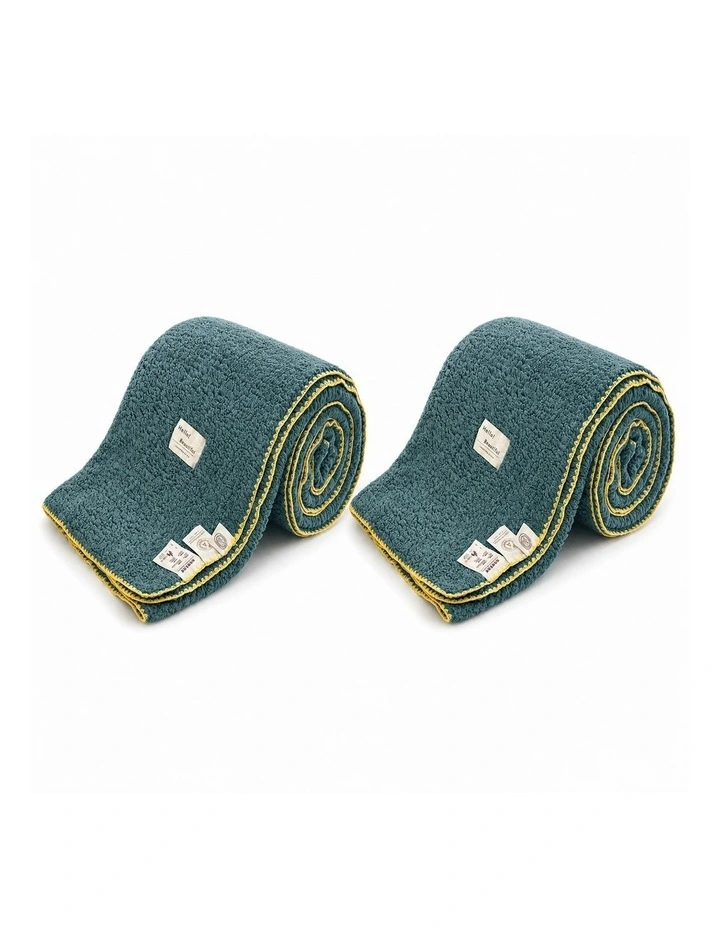 SOGA 2 Pack Grayish Green Flannel Polyester Throw Blanket 200x230cm image 1