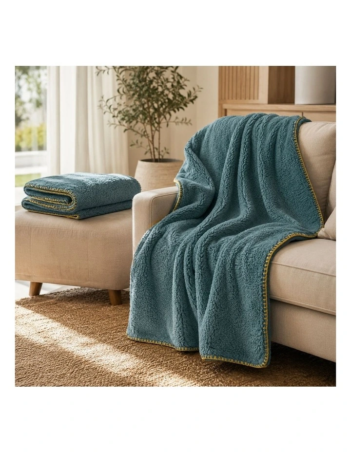 SOGA 2 Pack Grayish Green Flannel Polyester Throw Blanket 200x230cm image 5