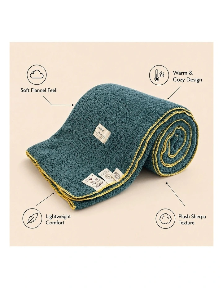 SOGA 2 Pack Grayish Green Flannel Polyester Throw Blanket 200x230cm image 6