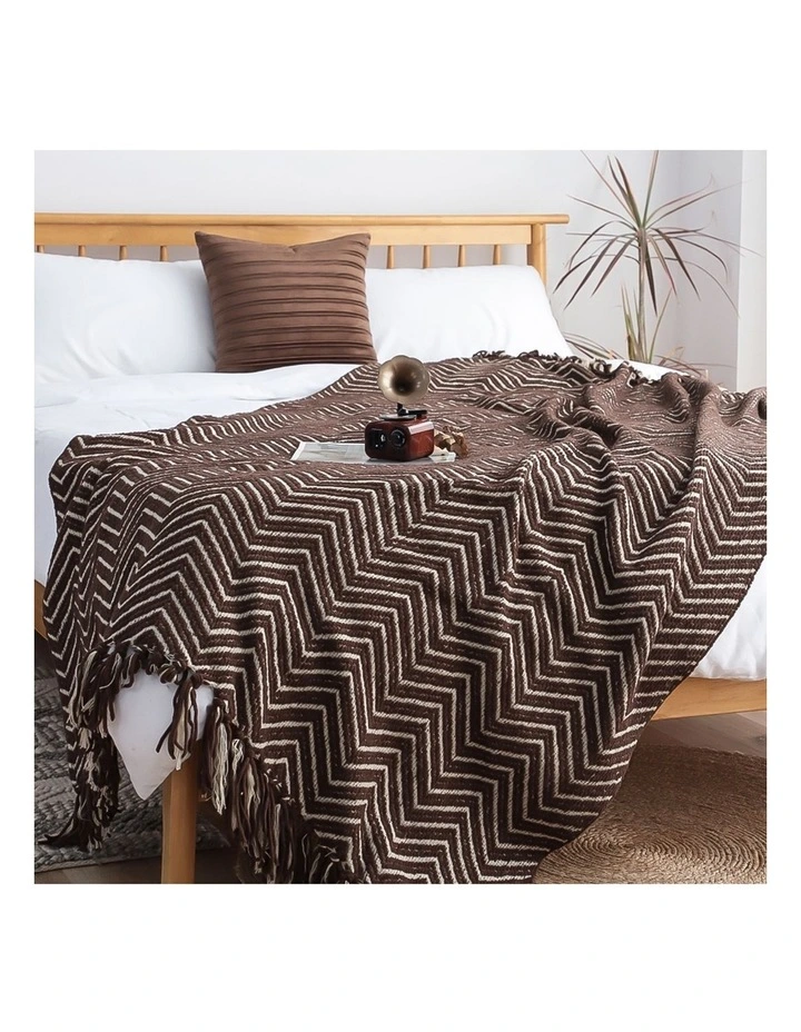 SOGA 2 Pack Chocolate Brown Polyester Throw Blanket 130x170cm image 4
