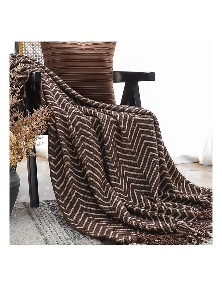 SOGA 2 Pack Chocolate Brown Polyester Throw Blanket 130x170cm image 5