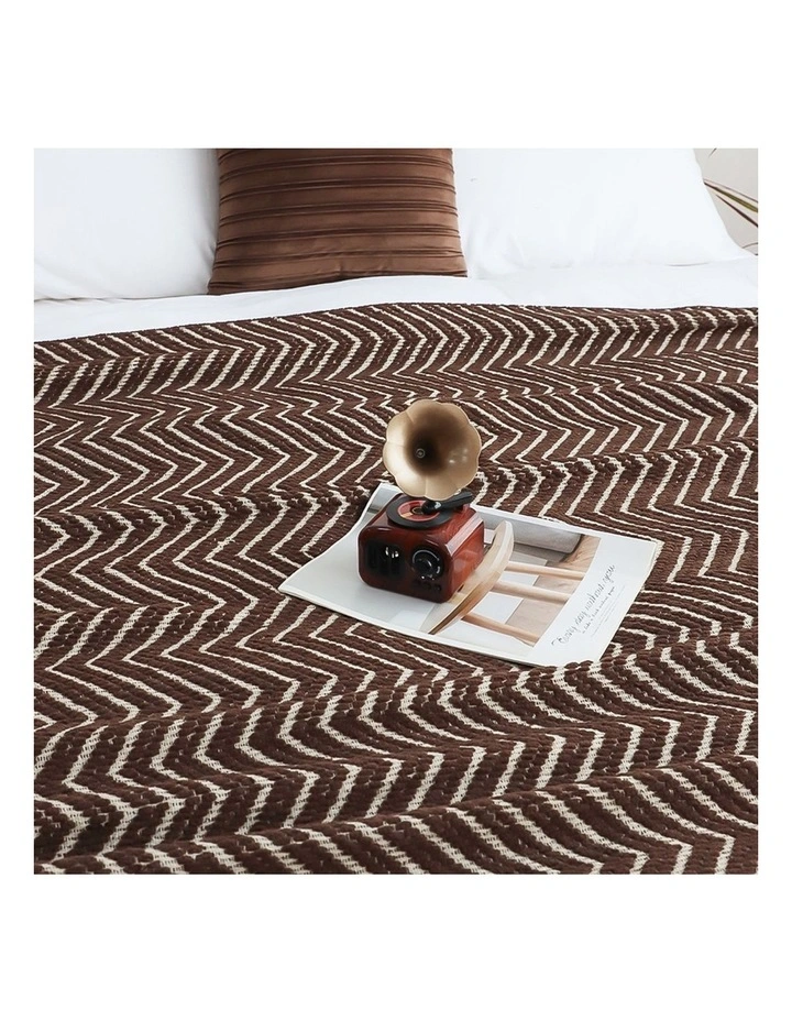 SOGA 2 Pack Chocolate Brown Polyester Throw Blanket 130x170cm image 6