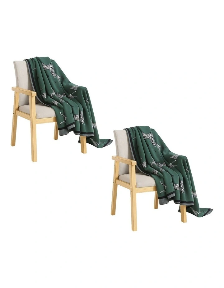 SOGA 2 Pack Olive Green Cotton Throw Blanket 130x180cm image 1