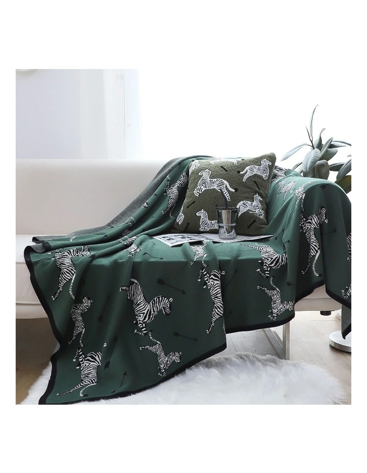 SOGA 2 Pack Olive Green Cotton Throw Blanket 130x180cm image 3
