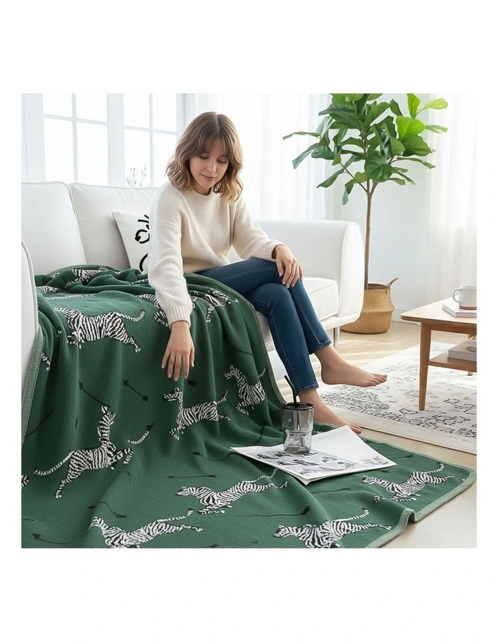 SOGA 2 Pack Olive Green Cotton Throw Blanket 130x180cm image 6