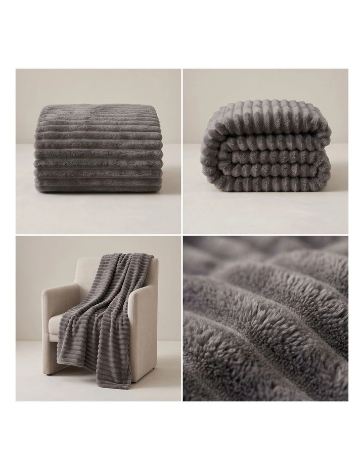 SOGA Grey Flannel Polyester Throw Blanket 150x200cm image 2