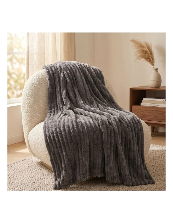 SOGA Grey Flannel Polyester Throw Blanket 150x200cm image 3