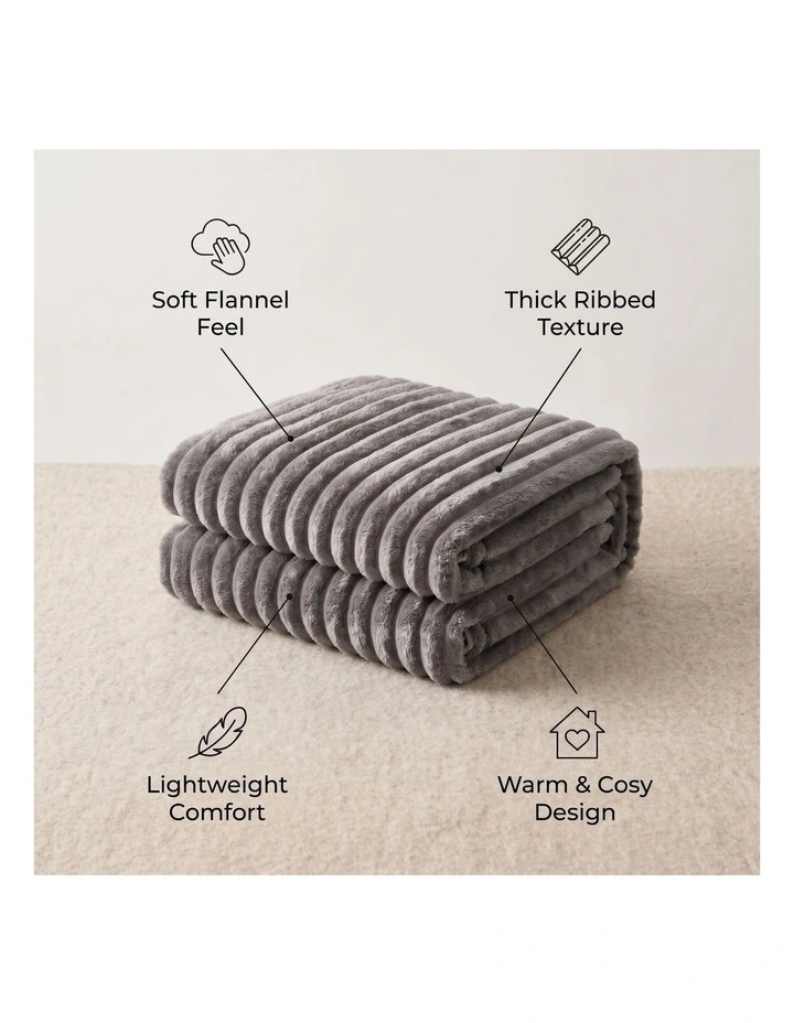 SOGA Grey Flannel Polyester Throw Blanket 150x200cm image 5