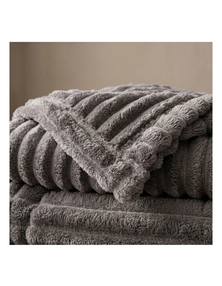 SOGA Grey Flannel Polyester Throw Blanket 150x200cm image 6