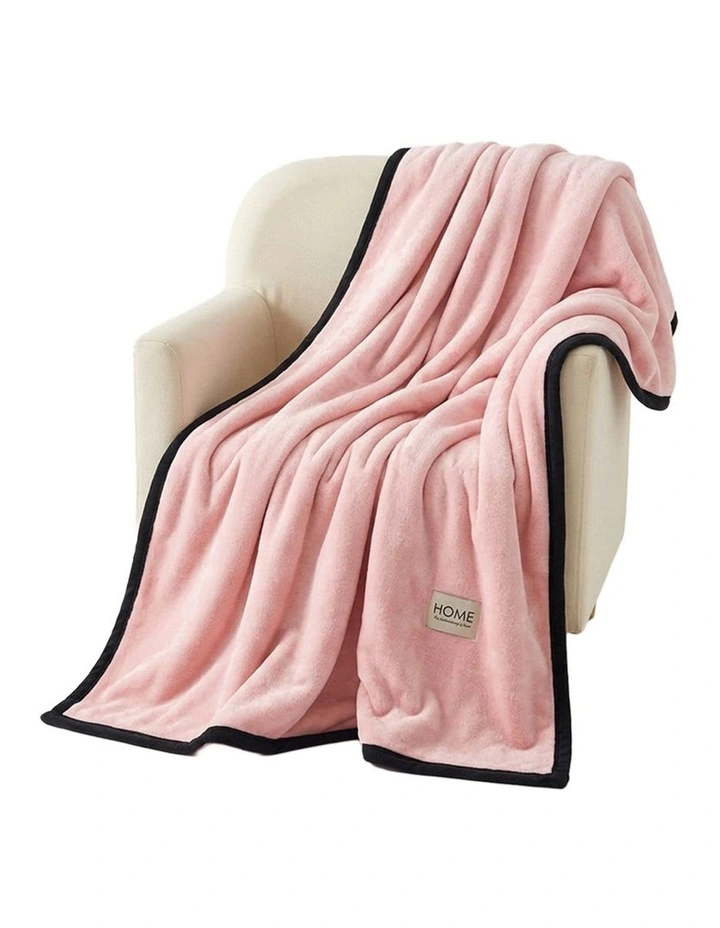 SOGA Pink Flannel Polyester Throw Blanket 200x230cm image 1