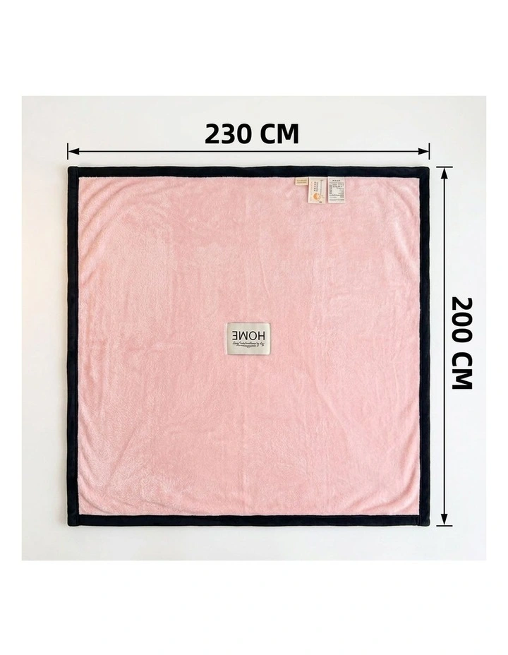 SOGA Pink Flannel Polyester Throw Blanket 200x230cm image 7