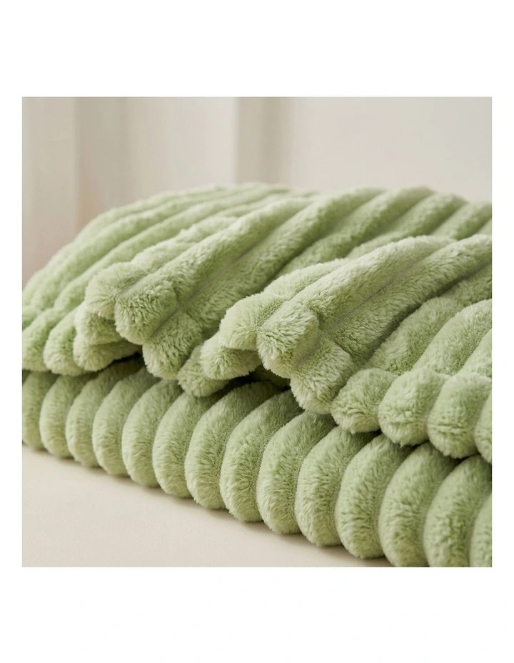 SOGA 2 Pack Light Green Flannel Polyester Throw Blanket 150x200cm image 4