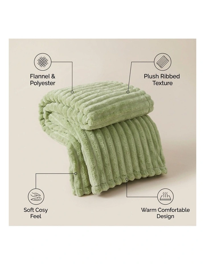 SOGA 2 Pack Light Green Flannel Polyester Throw Blanket 150x200cm image 6