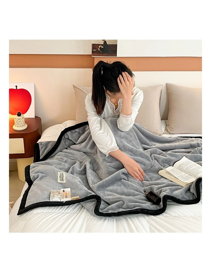 SOGA 2 Pack Silver Flannel Polyester Throw Blanket 200x230cm image 4