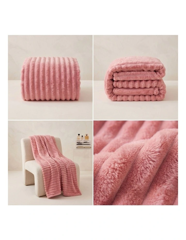 SOGA Pink Flannel Polyester Throw Blanket 200x230cm image 2