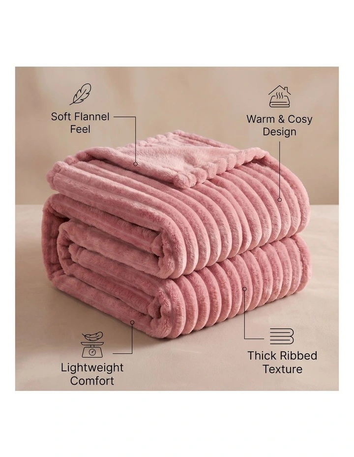 SOGA Pink Flannel Polyester Throw Blanket 200x230cm image 6