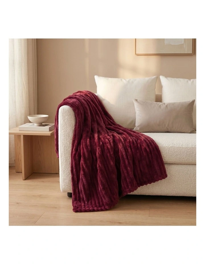 SOGA Burgundy Flannel Polyester Throw Blanket 150x200cm image 3