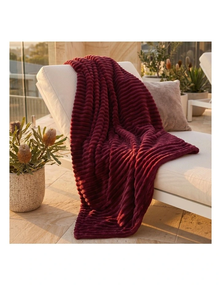SOGA Burgundy Flannel Polyester Throw Blanket 150x200cm image 4