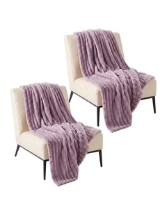 SOGA 2 Pack Purple Flannel Polyester Throw Blanket 200x230cm