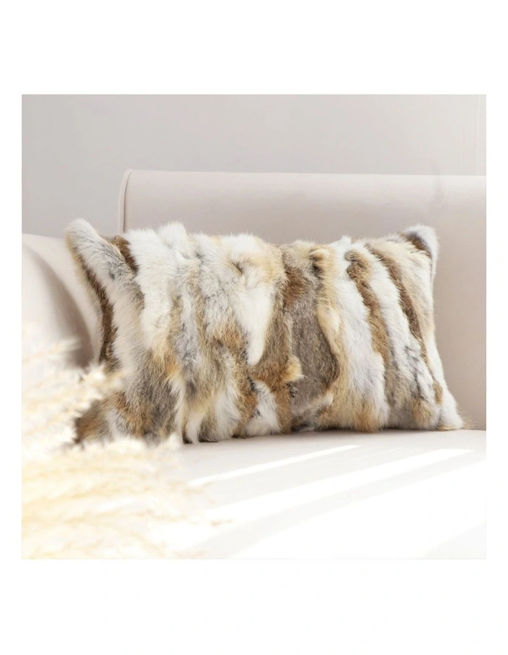 SOGA 2 Pack Coffee Rabbit Fur Lumbar Throw Pillow 30cm image 2